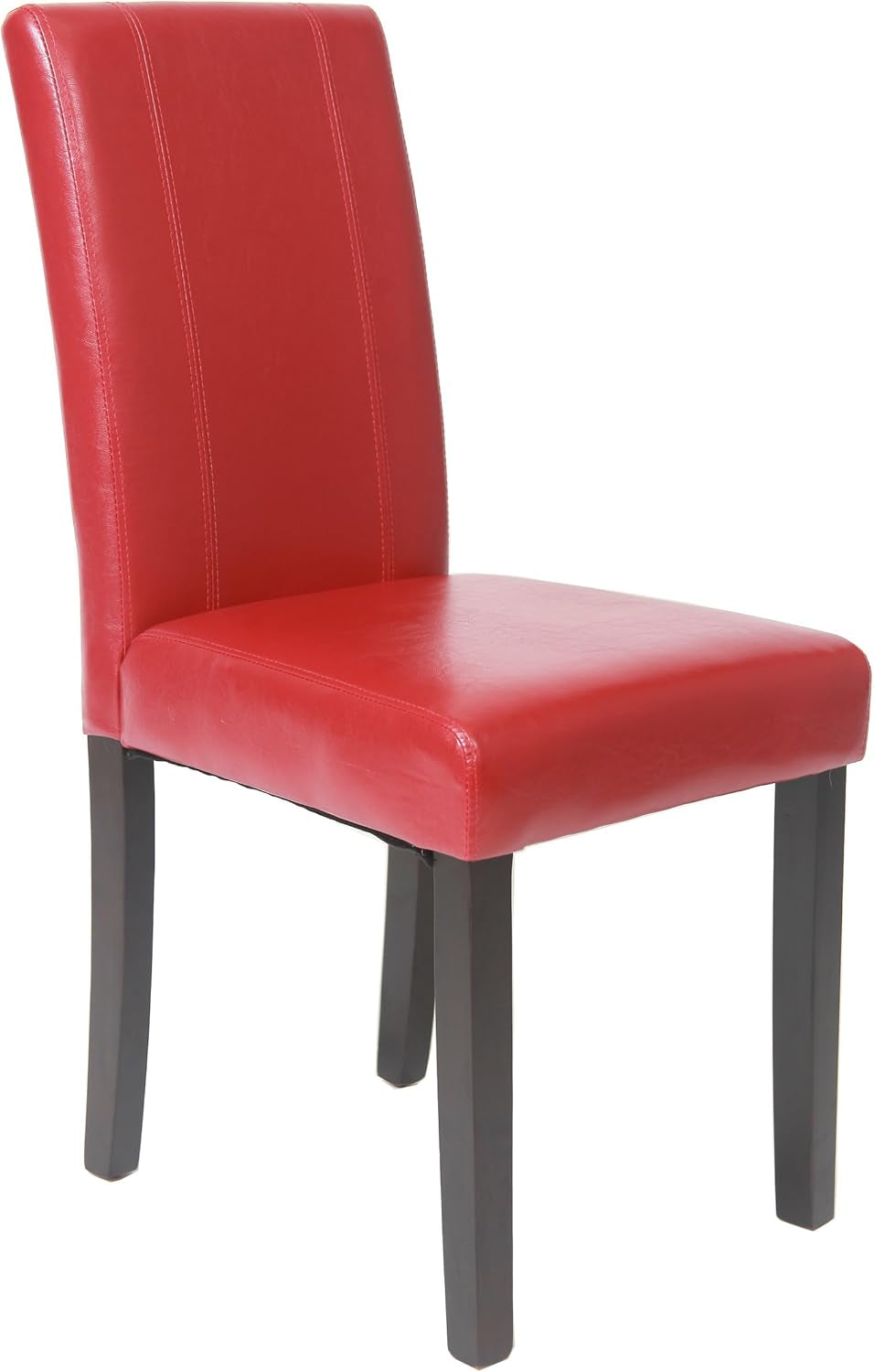 Urban Style Solid Wood Leatherette Padded Parson Chair, Red, Set of 2-4