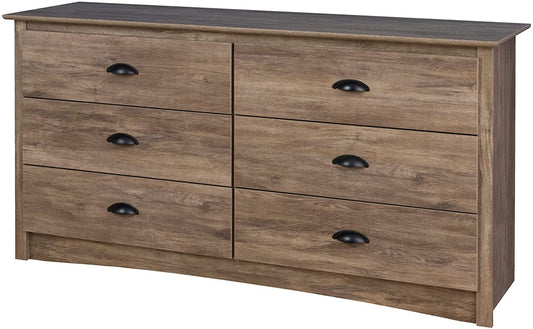 Rustic Brown Fabric Dresser with 9 Drawers and Wood Top-1