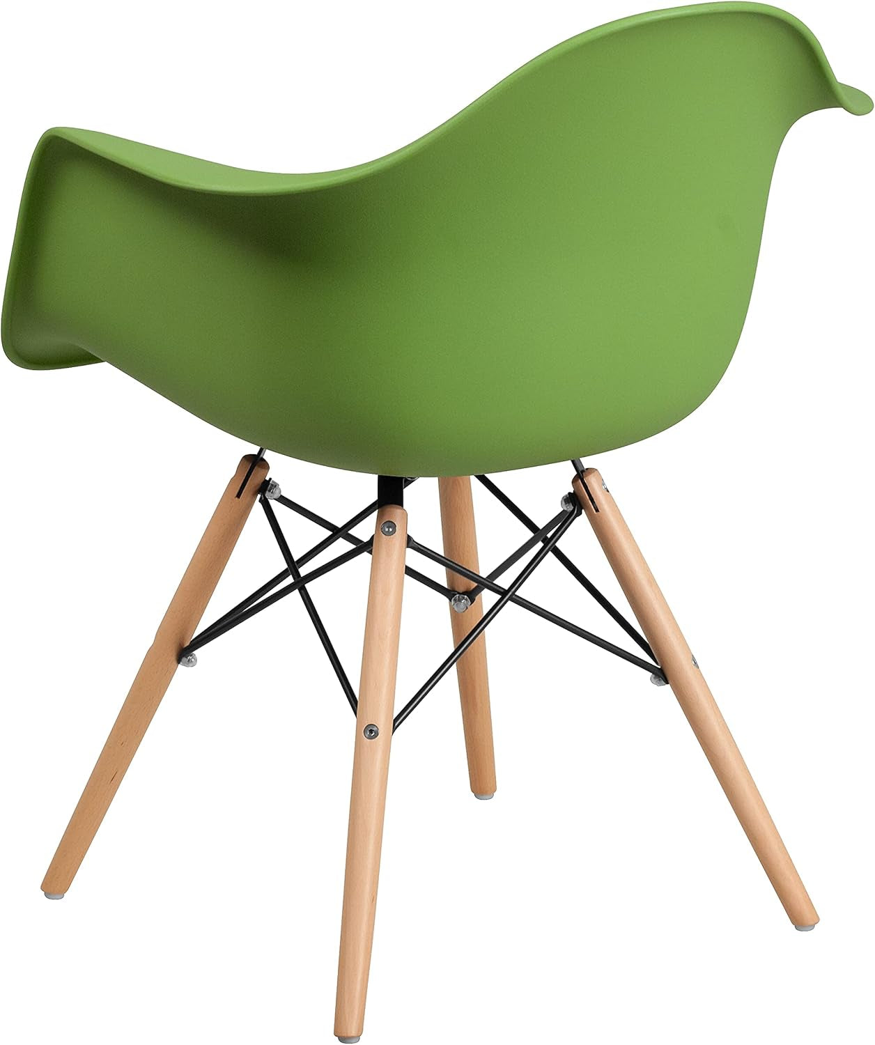 Alonza Series Green Plastic Chair with Wooden Legs-4