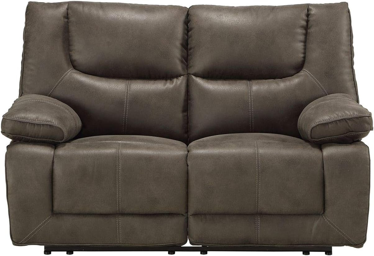 Gray Leather Reclining Loveseat with USB Charging rana-2