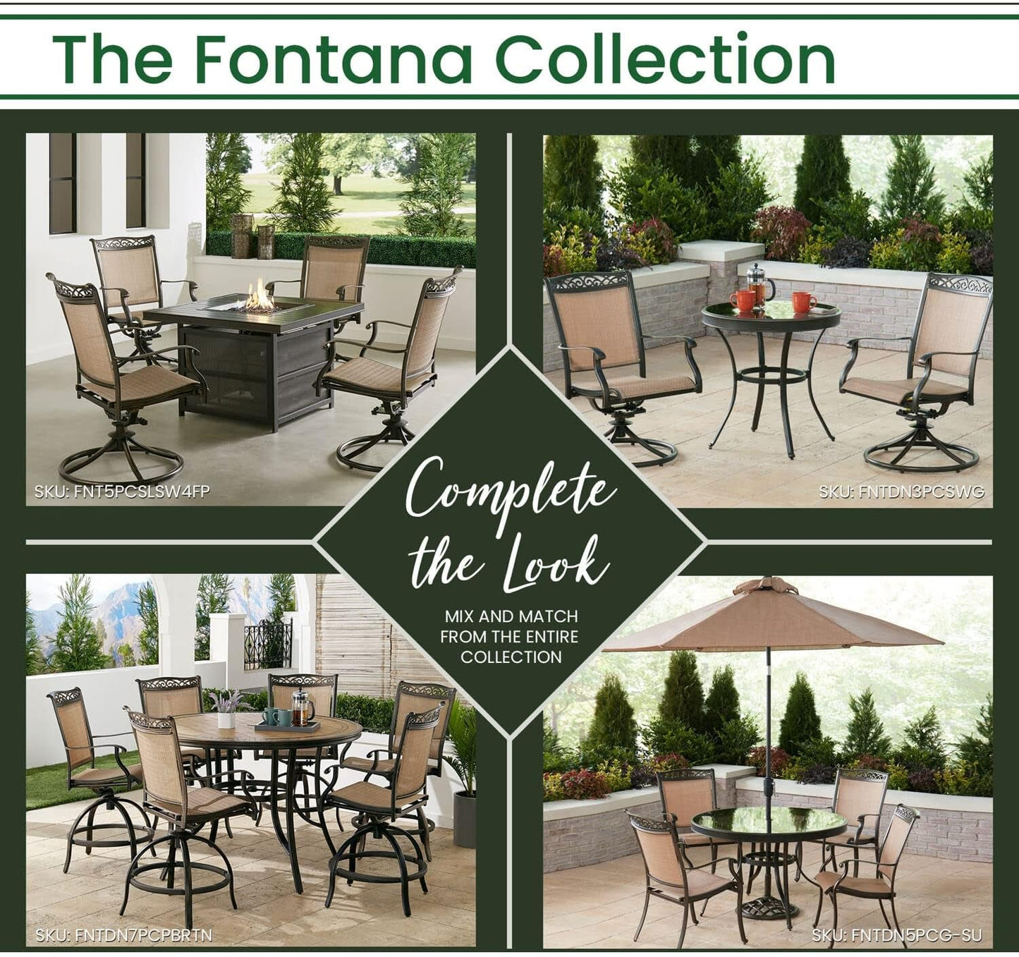 Fontana 9-Piece Outdoor Dining Set, Rust-Resistant Aluminum Outdoor Patio Dining Set for 8 with Swivel Rockers and 60" Square Cast-Top Patio Table, Perfect for Backyard, Patio, Deck, and Porch-4