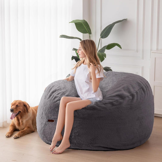 Giant Bean Bag Chair Bed for Adults, Convertible Beanbag Folds from Lazy Chair to Floor Mattress Bed, Large Floor Sofa Couch, Big Sofa Bed, High-Density Foam Filling, Machine Washable-1