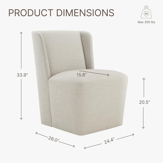Dining Chairs with Casters No Assembly Upholstered Wingback Single Sofa Armless Deskchair for Bedroom Waiting Room Kitchen Diningroom-1