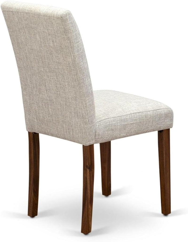 ABPNT35 Abbott Classic Parson Chairs - Doeskin Linen Fabric Padded Dining Chairs, Set of 2, Natural-4