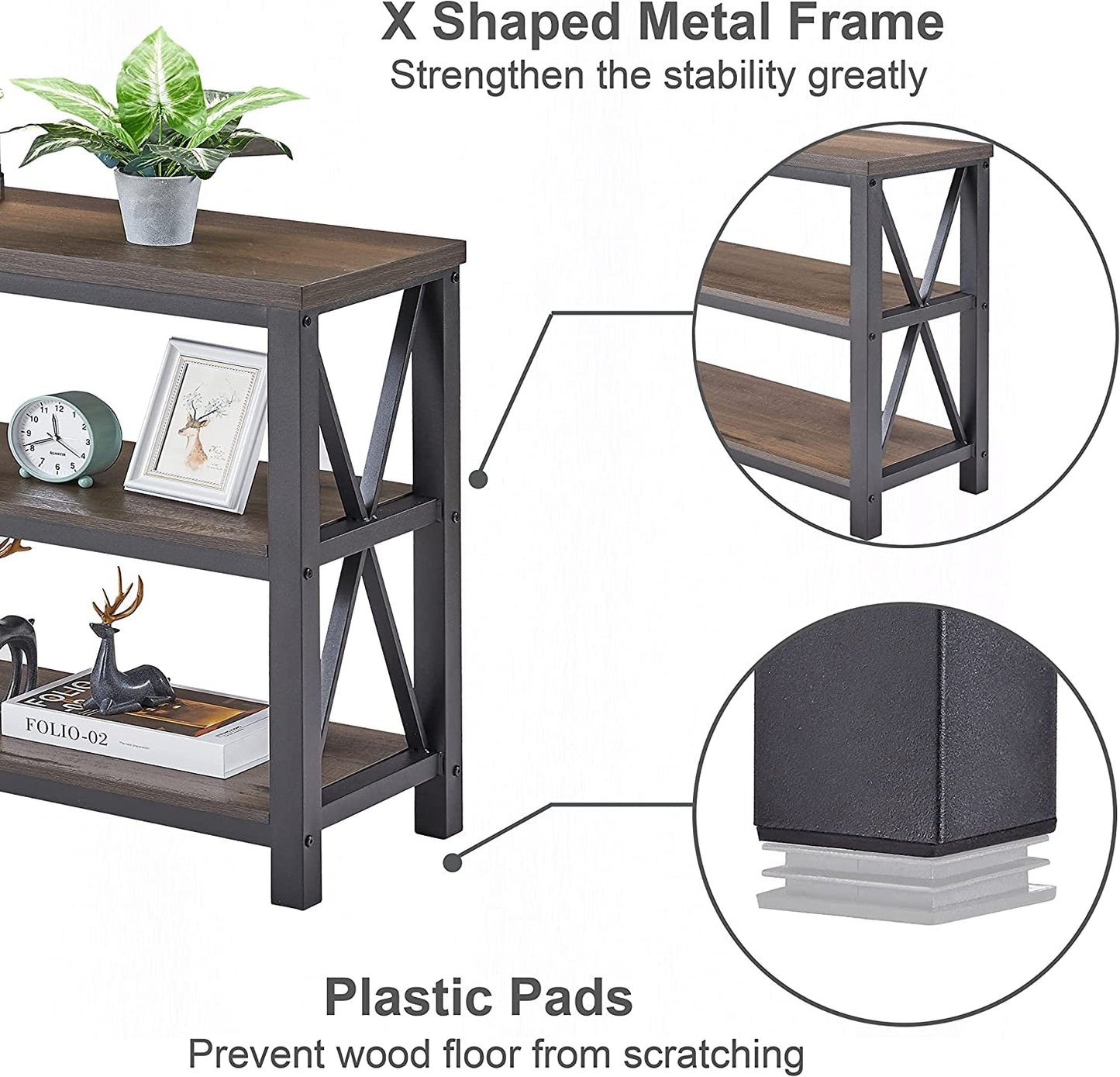Rustic 3-Tier Console Table for Living Room-1