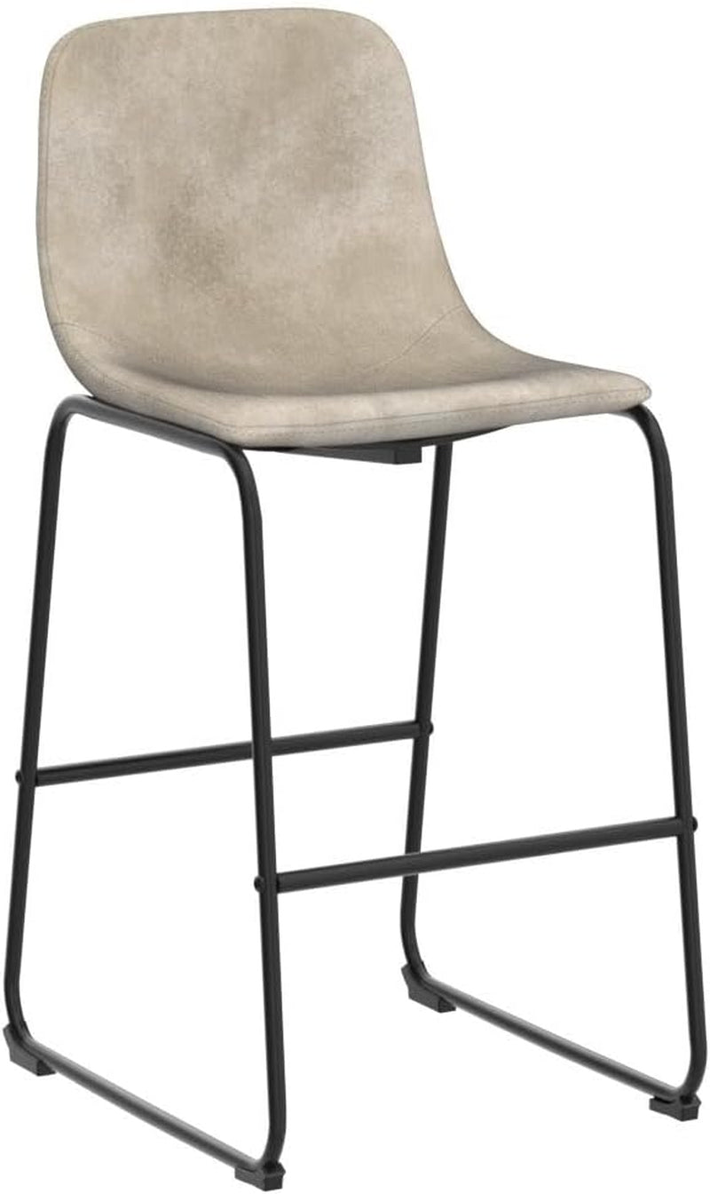 Pu Faux Leather Bar Stools Set of 2, Industrial Pub Barstools with Back and Footrest, Modern Armless Bar Height Stool Chairs (Beige, 30" Barstool X2)-4