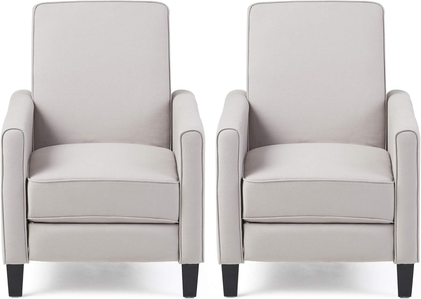 Emmie Fabric Recliner (Set of 2), Light Gray, Dark Brown-0