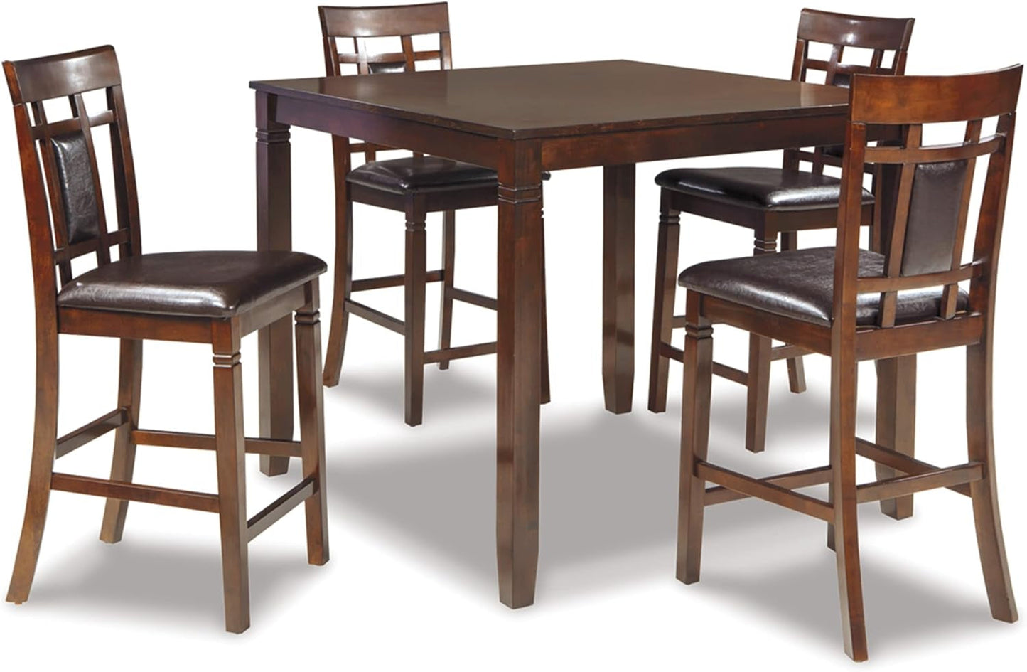 Bennox 5 Piece Counter Height Dining Set, Includes Table & 4 Barstools, Brown-0