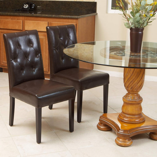 Gentry Bonded Leather Dining Chairs, 2-Pcs Set, Chocolate Brown-1