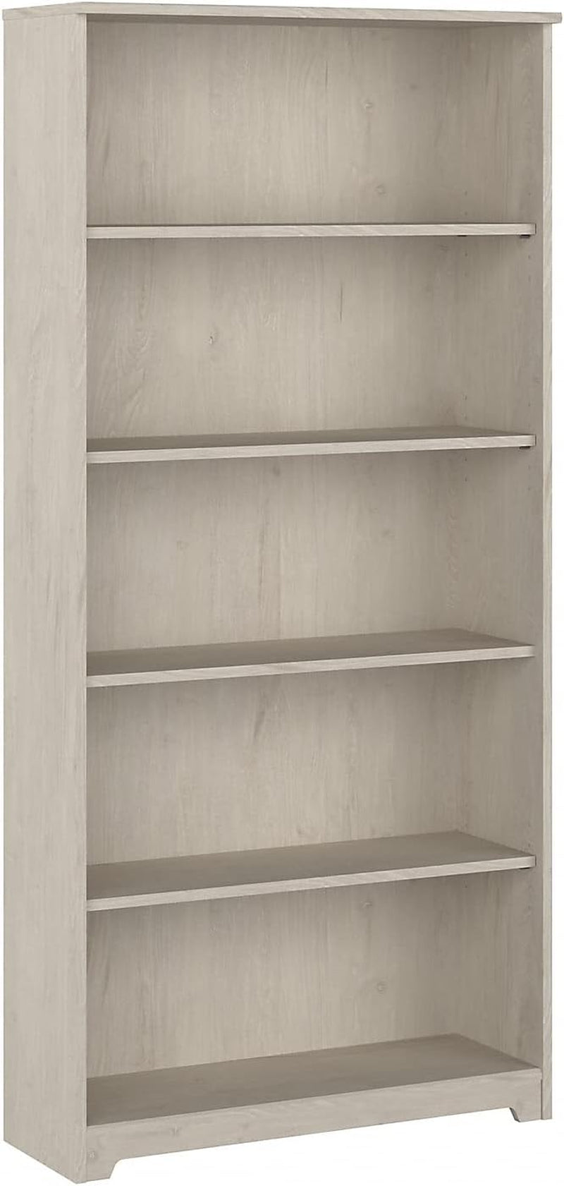 Bush Furniture Cabot Tall 5 Shelf Bookcase | Large Open Bookshelf in Linen White Oak | Sturdy Display Cabinet for Library, Living Room, and Home Office-0