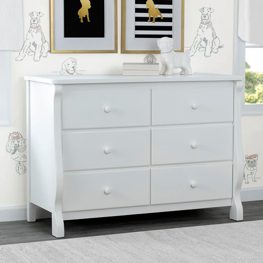 Universal 6 Drawer Dresser with Interlocking Drawers - Greenguard Gold Certified, White-1