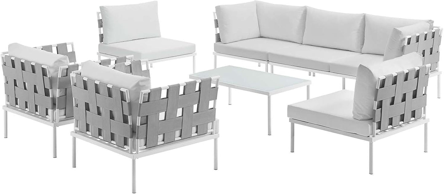 8 Piece White Aluminum Outdoor Patio Set-2