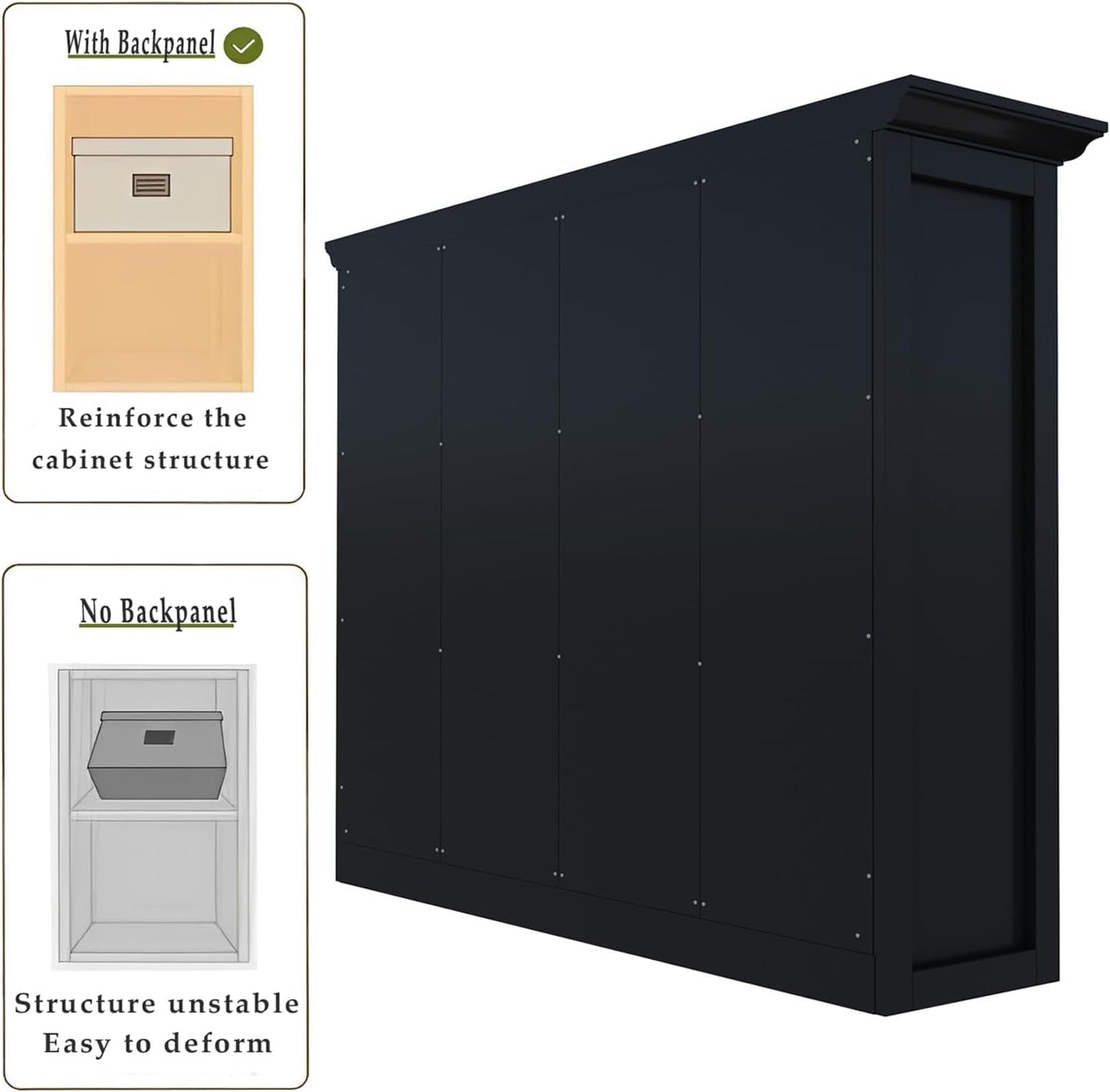 Cube Storage Bookcase with Base - Wooden 3 Tiers Floor Standing Open Shelf Cabinet for Home and Office, 12-Cube Lattice Bookshelf, Black-3
