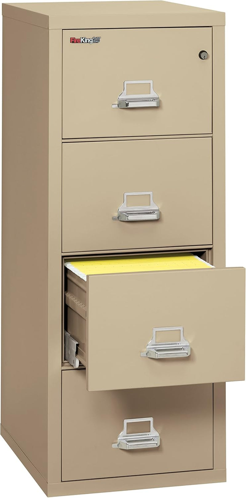 Vertical 4 Drawer Letter Fire Safe File Cabinet with Key Lock, 1 Hour Fire Rated, UL Rated & Water Resistant Home Safe, Made in the USA, Parchment-4