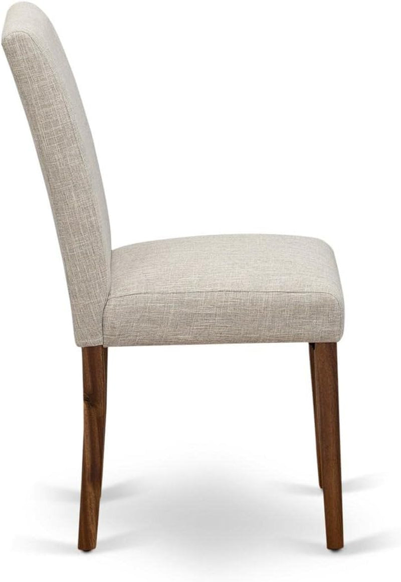 ABPNT35 Abbott Classic Parson Chairs - Doeskin Linen Fabric Padded Dining Chairs, Set of 2, Natural-3