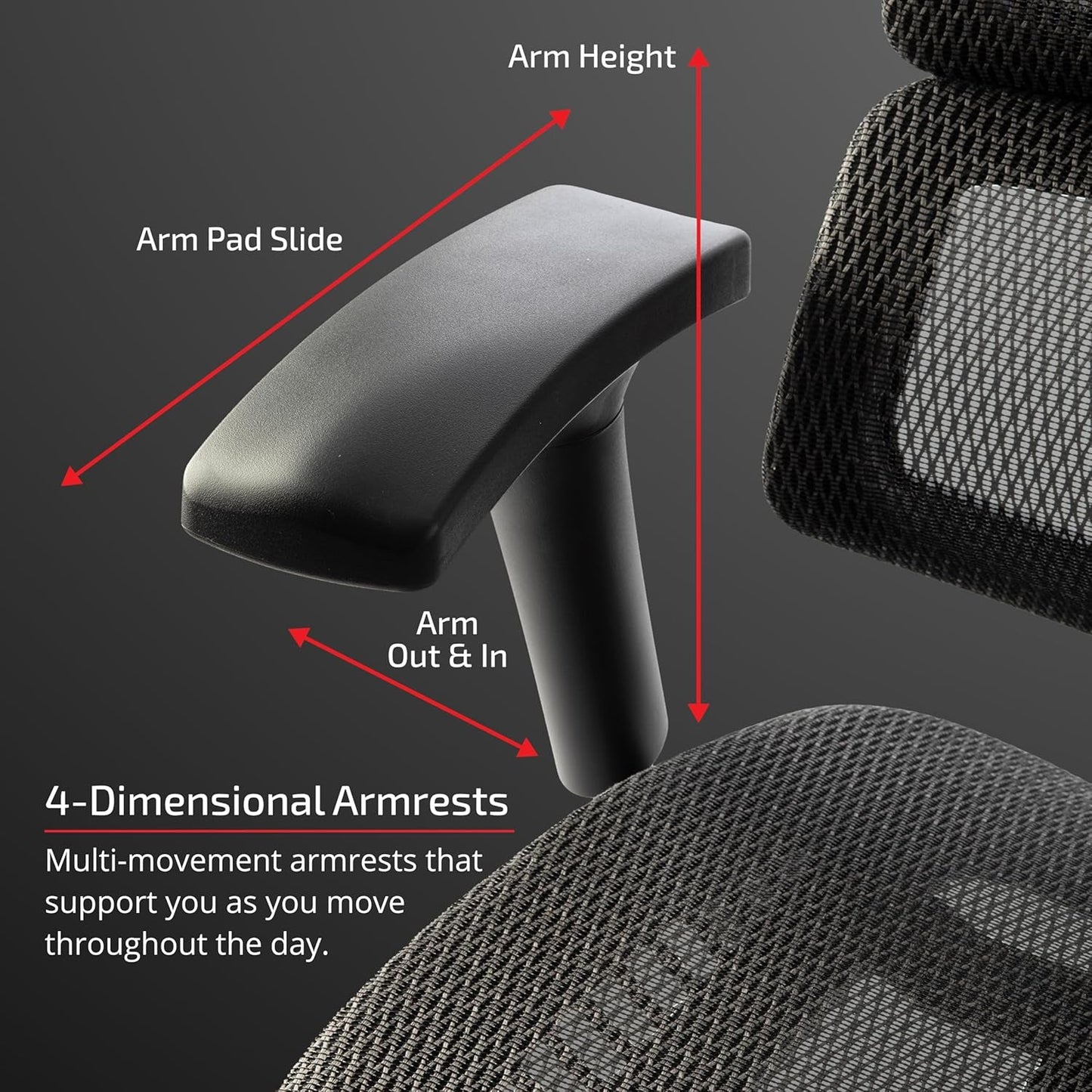 X1 High End Task Chair, Grey Flex Mesh with Headrest - Ergonomic Office Seat/Dynamic Variable Lumbar Support/Highly Adjustable/Relaxed Recline/Perfect for Office or Home Desk-3