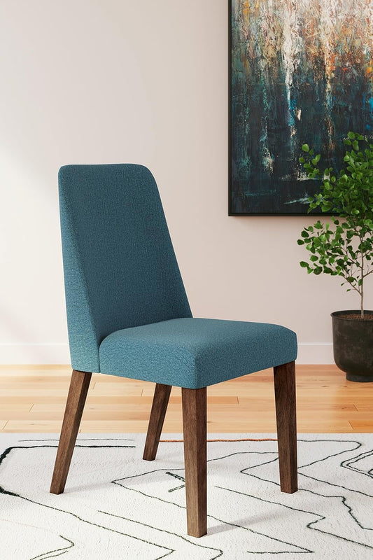 Lyncott Contemporary Dining Room Upholstered Side Chair with Foam Cushion, 2 Count, Blue & Brown-1