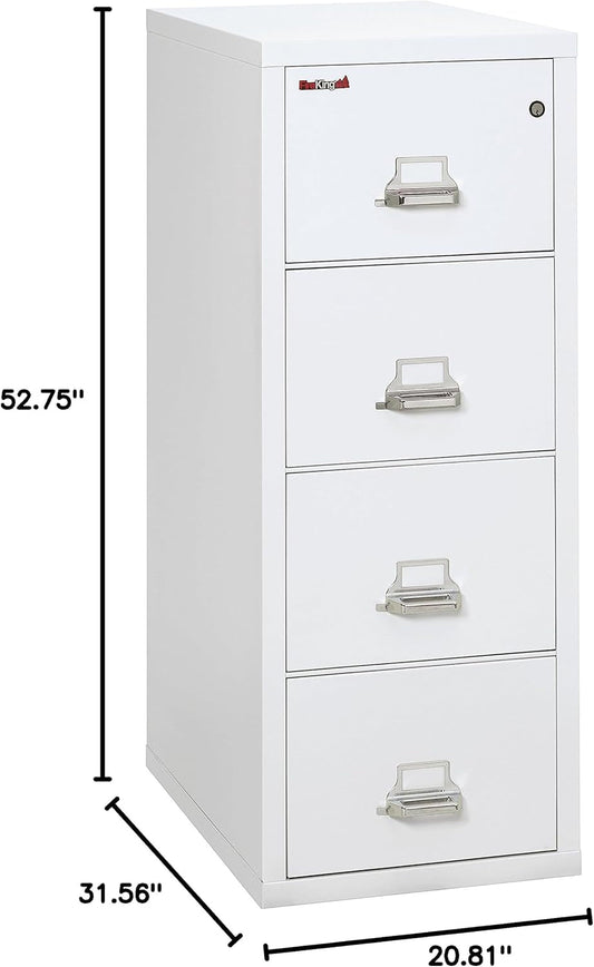 Vertical 4 Drawer Legal Fire Safe File Cabinet with Key Lock, 1 Hour Fire Rated, UL Rated & Water Resistant Home Safe, Made in the USA, Arctic White-1