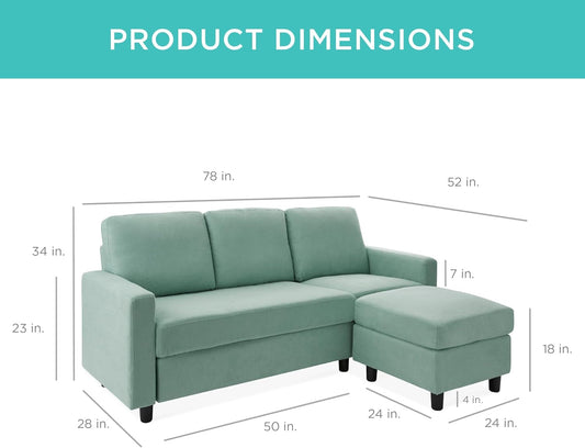 Aqua 3-Seat L-Shape Sectional Sofa with Ottoman-1
