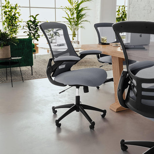Kelista Office Chair, Ergonomic, Mid-Back, Dark Gray Mesh with Swivel-1