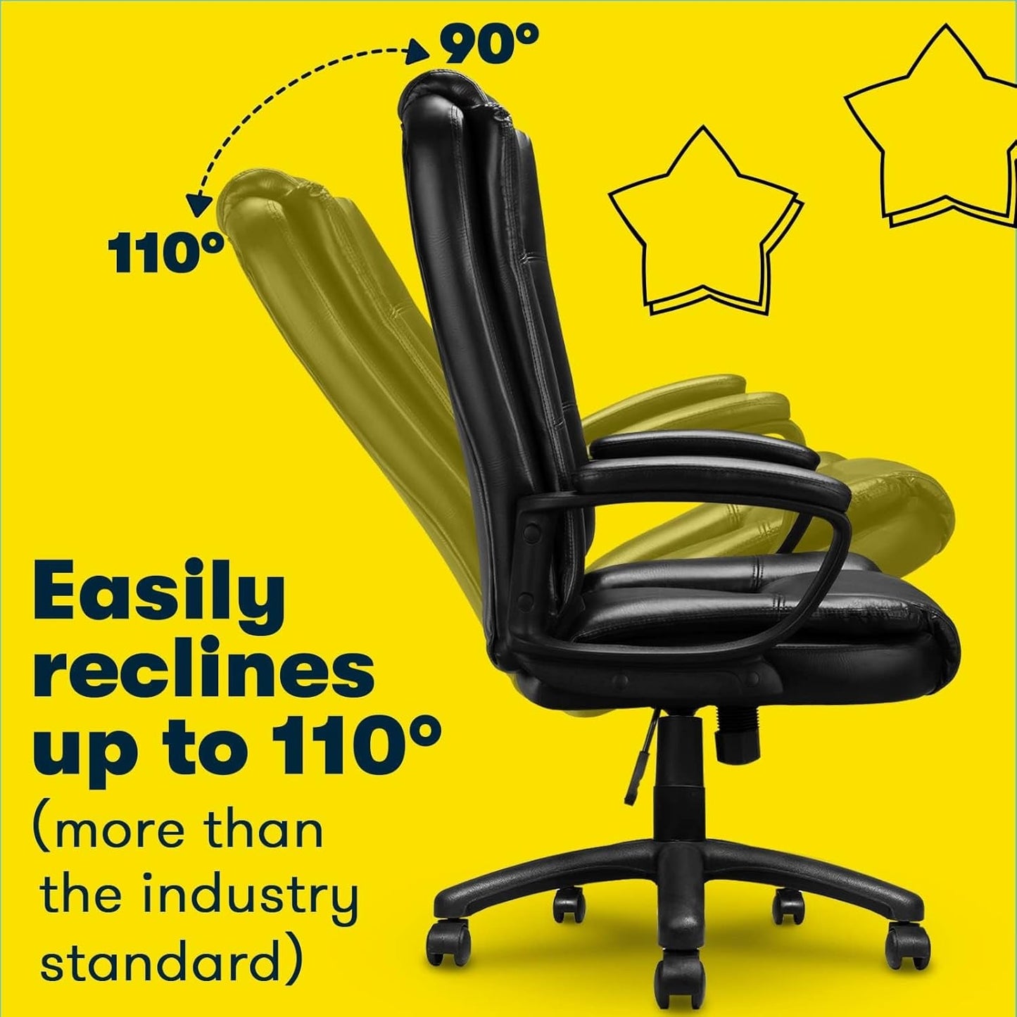 Home Office Chair, 400LBS Big and Tall Chair Heavy Duty Design, Ergonomic High Back Cushion Lumbar Back Support, Computer Desk Chair, Adjustable Executive Leather Chair with Armrest-3