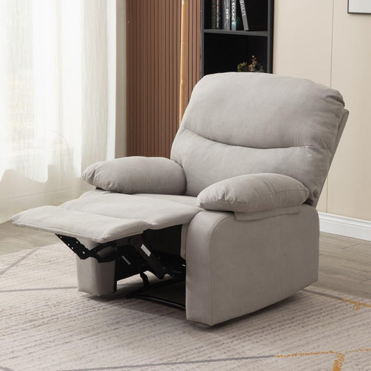 Recliner Armchair with Reclining Function, Upholstered Padded Single Sofa Seat, Home Office Living Room Lounge Chairs for Reading Resting Sleeping (Light Gray Linen Fabric)-1
