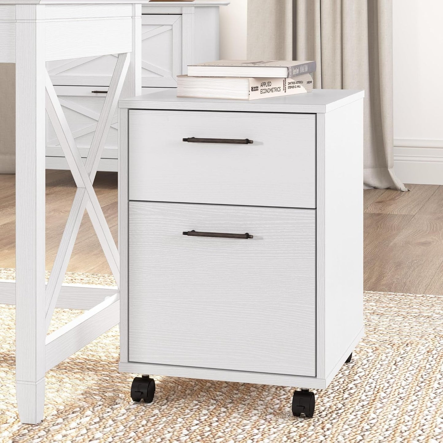Bush Furniture Key West 2 Drawer Mobile File Cabinet, Rolling File Cabinet for Home Office-1