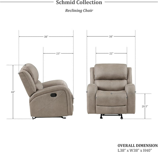 Schmid 3-Piece Polished Microfiber Manual Reclining Sofa Set, Brown-1