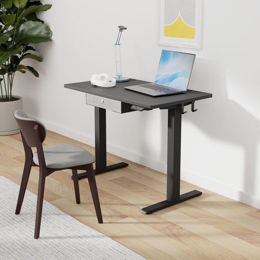 40 X 24 Inches Standing Desk with Drawer, Adjustable Height Electric Stand up Desk with Storage, Sit Stand Home Office Desk, Ergonomic Computer Desk, Black-1