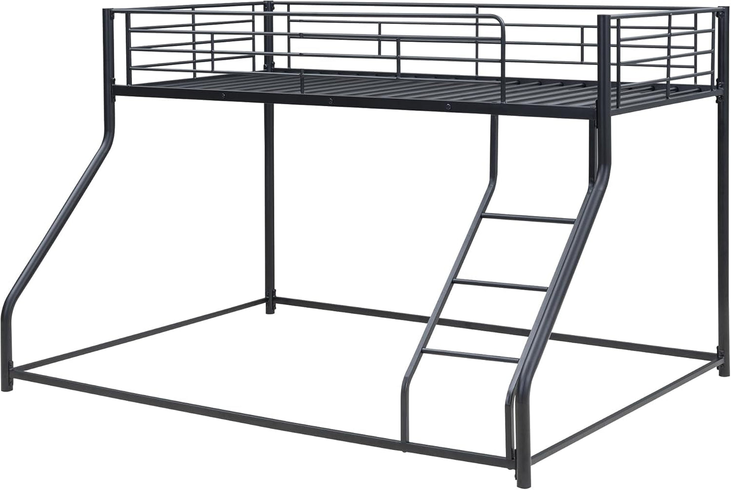 Twin over Queen Bunk Bed, Floor Bunk Bed, Heavy Duty Metal Bunk Bed Frame, Queen Bunk Bed for Adults, Adult Bunk Beds Heavy Duty, Twin XL Bunk Bed, Black-4