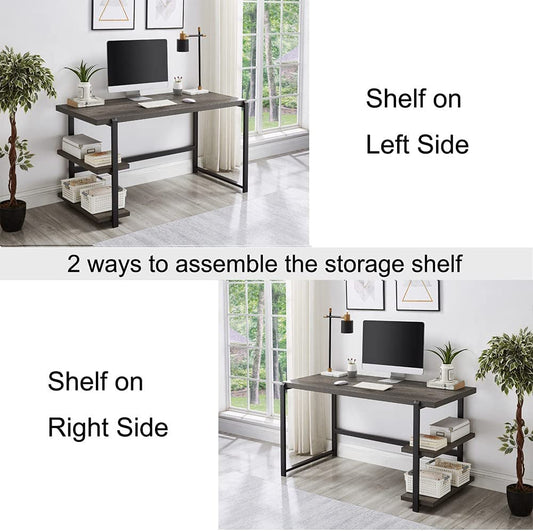 Rustic Industrial Computer Desk with Shelves-1