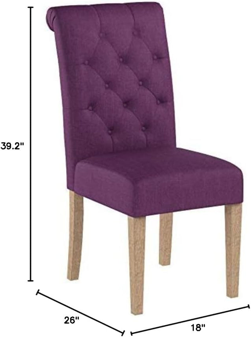 Habit Solid Wood Tufted Parsons Purple Dining Chair, Set of 2-1
