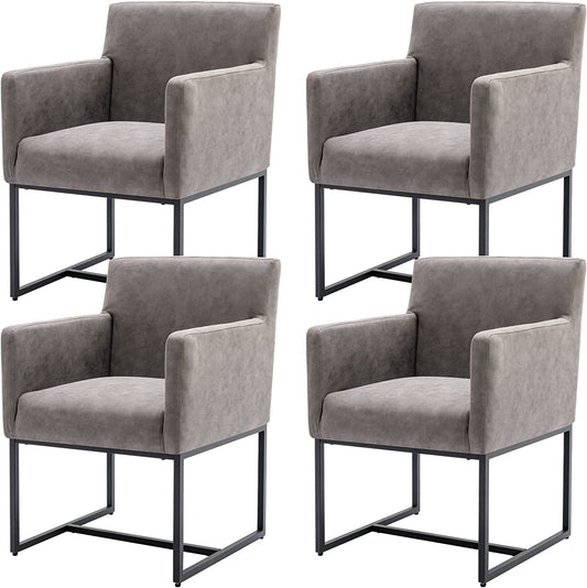 Set of 4 Upholstered Armchairs, Grey-1