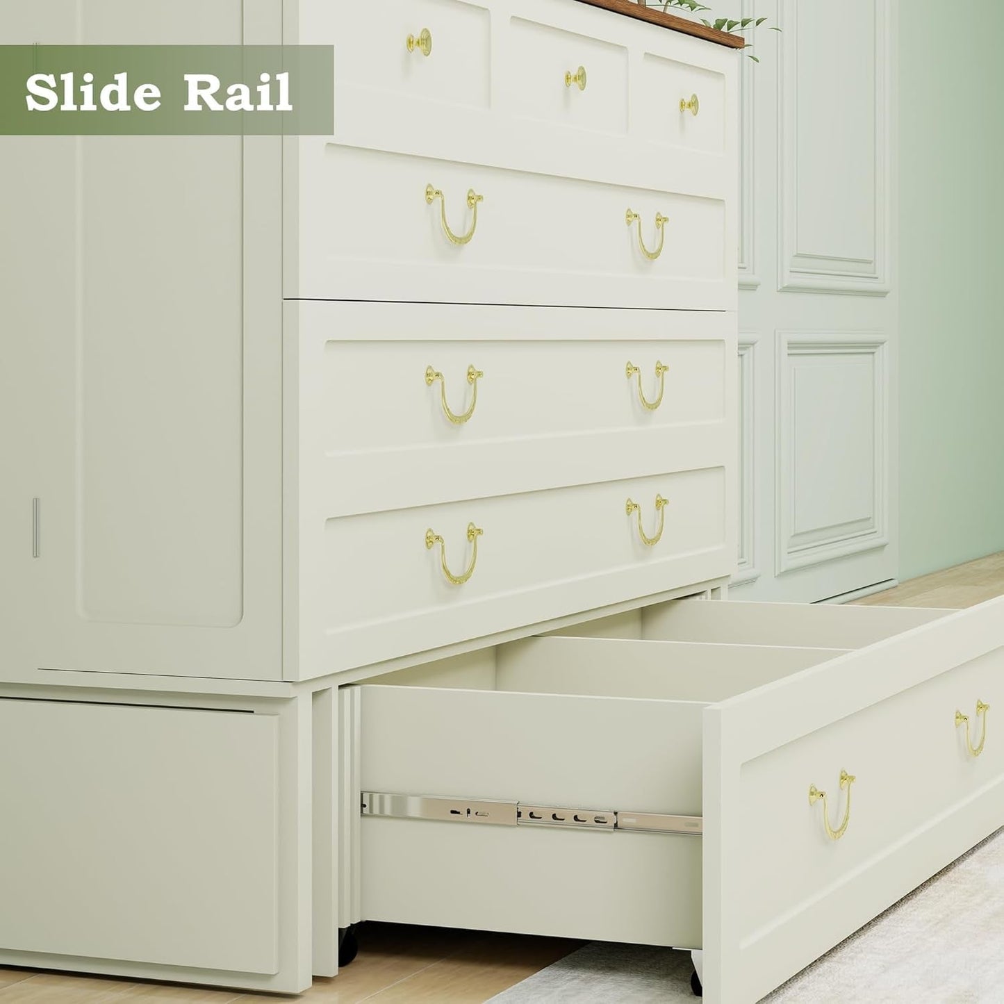 White Queen Murphy Bed Chest Drawers Charging-4