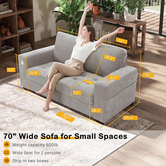 70" Chenille Loveseat - Gray-1