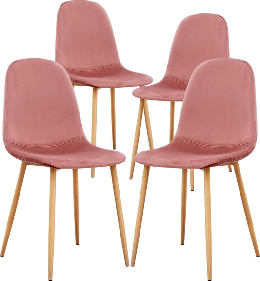 Rose Velvet Dining Chairs, Set of 4, Metal Legs-1