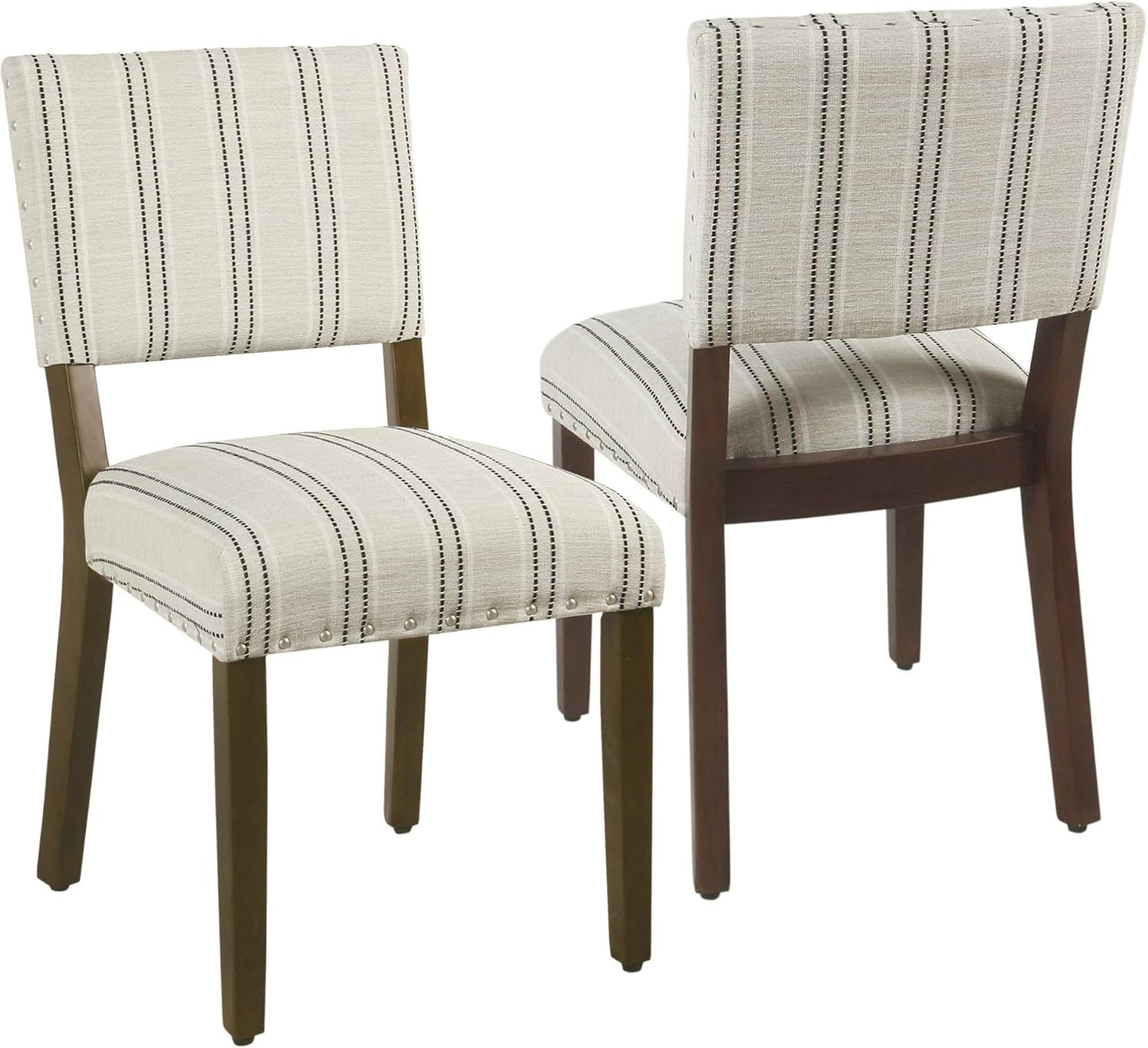 Home Decor | Upholstered Dining Chairs | Dining Chairs Set of 2 with Nailhead Trim | Decorative Home Furniture, Black and White Stripes-0