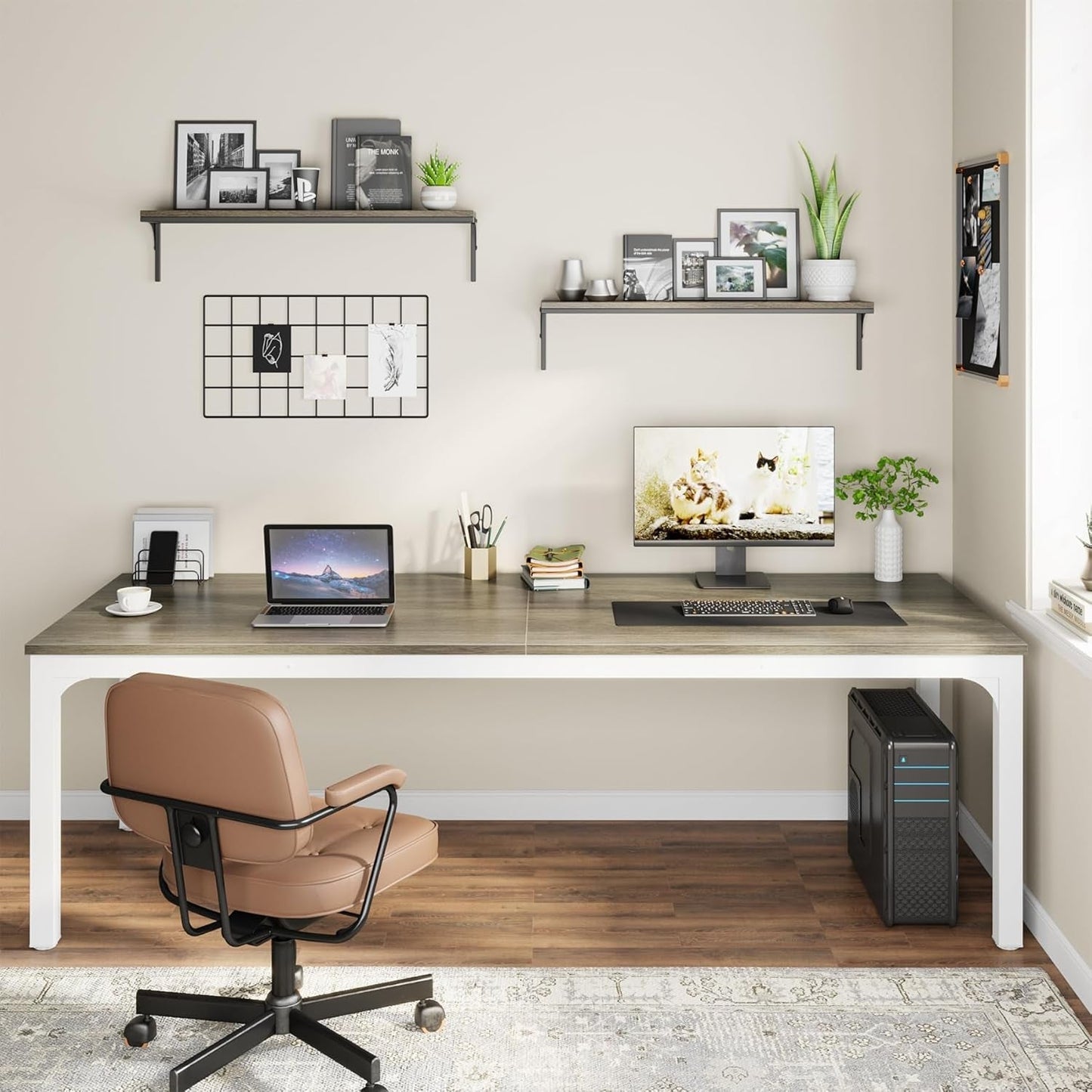 78.7 Inches Extra Long Computer Desk 2 Person Desk, Double Long Desk, Workstaion for Home Office-2