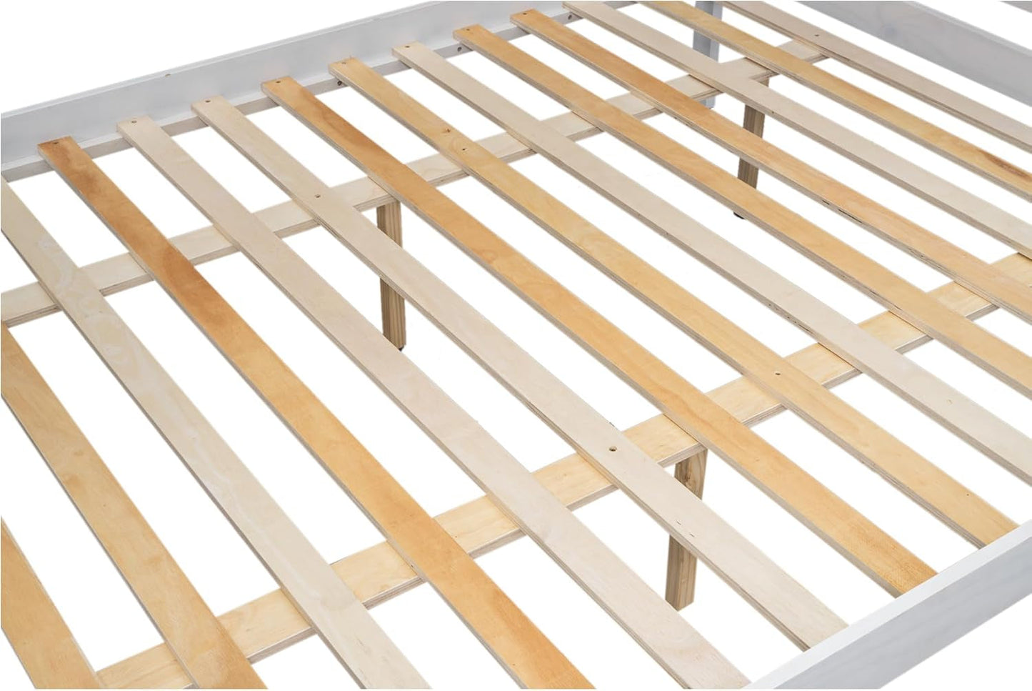 Solid Wood Twin XL over Queen Bunk Bed with Ladder and Slat Support,Bedroom Detachable Bed Frame W/Easy Assembly & No Box Spring Required,For Kid Adult Boy Girl Teen,White-4