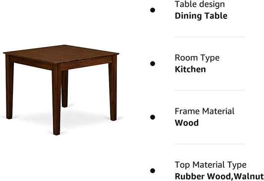 Modern Antique Square Tabletop Dining Table (Walnut)-1