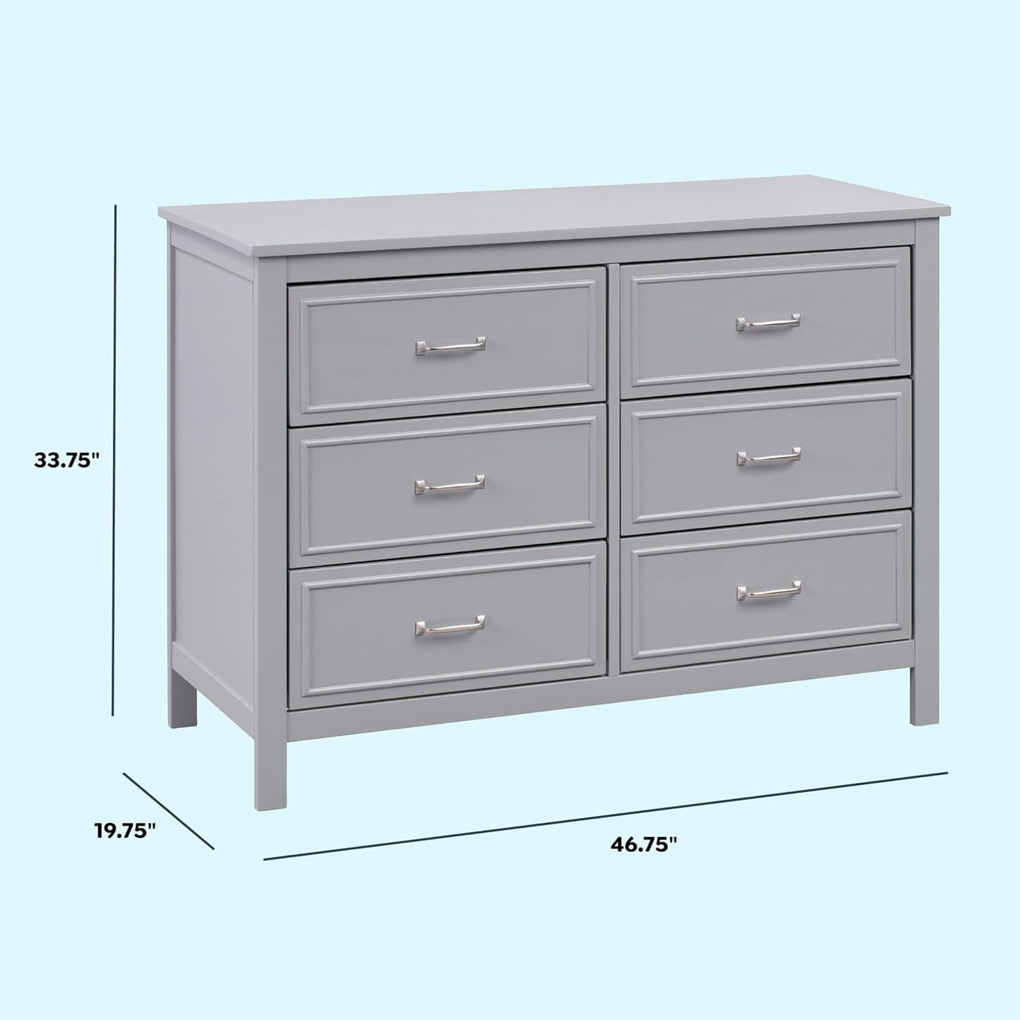Charlie 6-Drawer Double Dresser in Grey-2