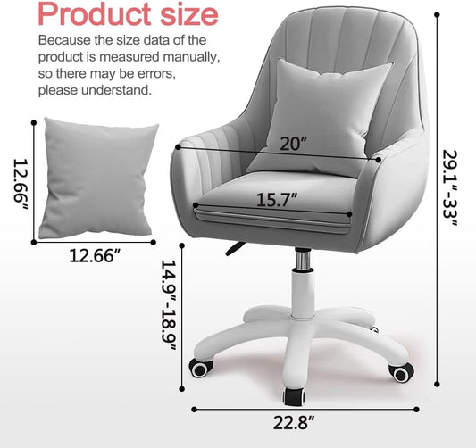 Home Office Chair Computer Chair with Mid-Back Upholstered Modern Tufted Computer Task Chair Swivel Height Adjustable Velvet Accent Chair-1