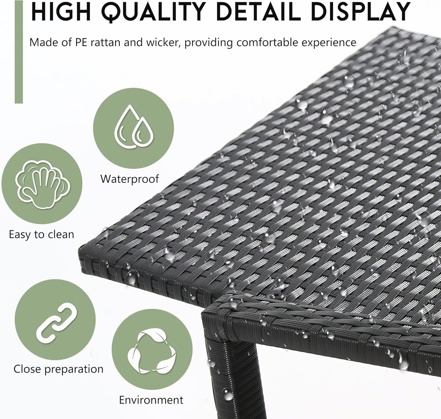 Wicker Patio Furniture Outdoor Bistro Set, Rocking Chair, 3 Piece, Rattan Conversation Set for Backyard Porch Poolside Lawn with Coffee Table,Black-3