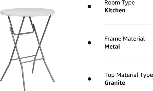 Round Folding Plastic Bar Table in White-1