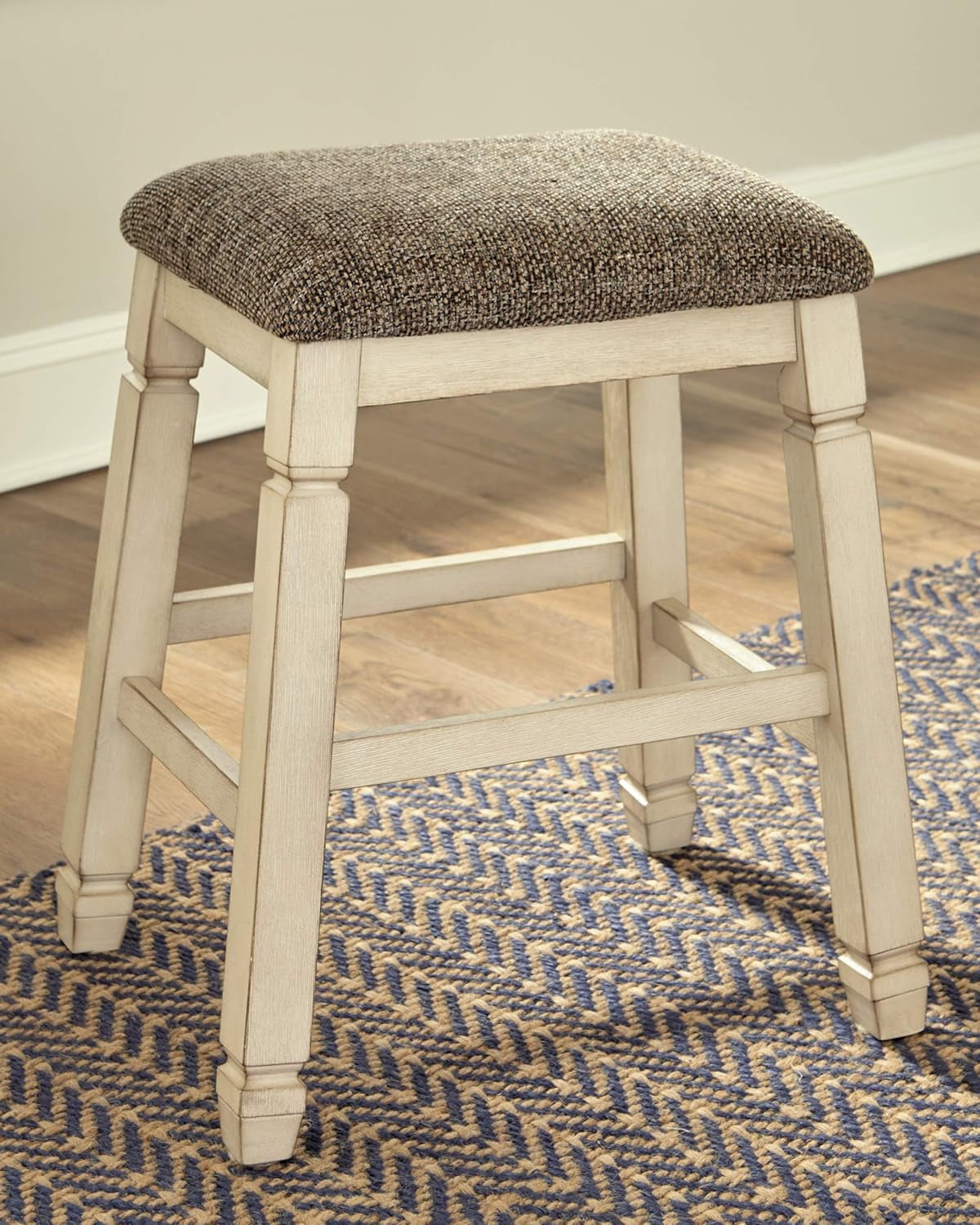Bolanburg Farmhouse 24" Counter Height Upholstered Barstool, 2 Count, Whitewash-1