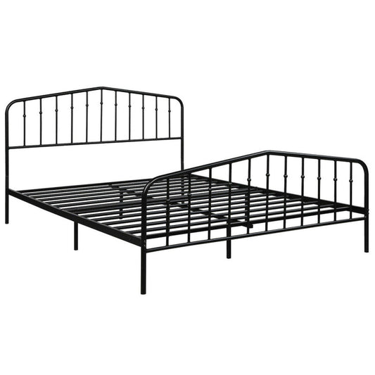 Queen Size Metal Platform Bed Frame with Vintage Headboard and Footboard-1