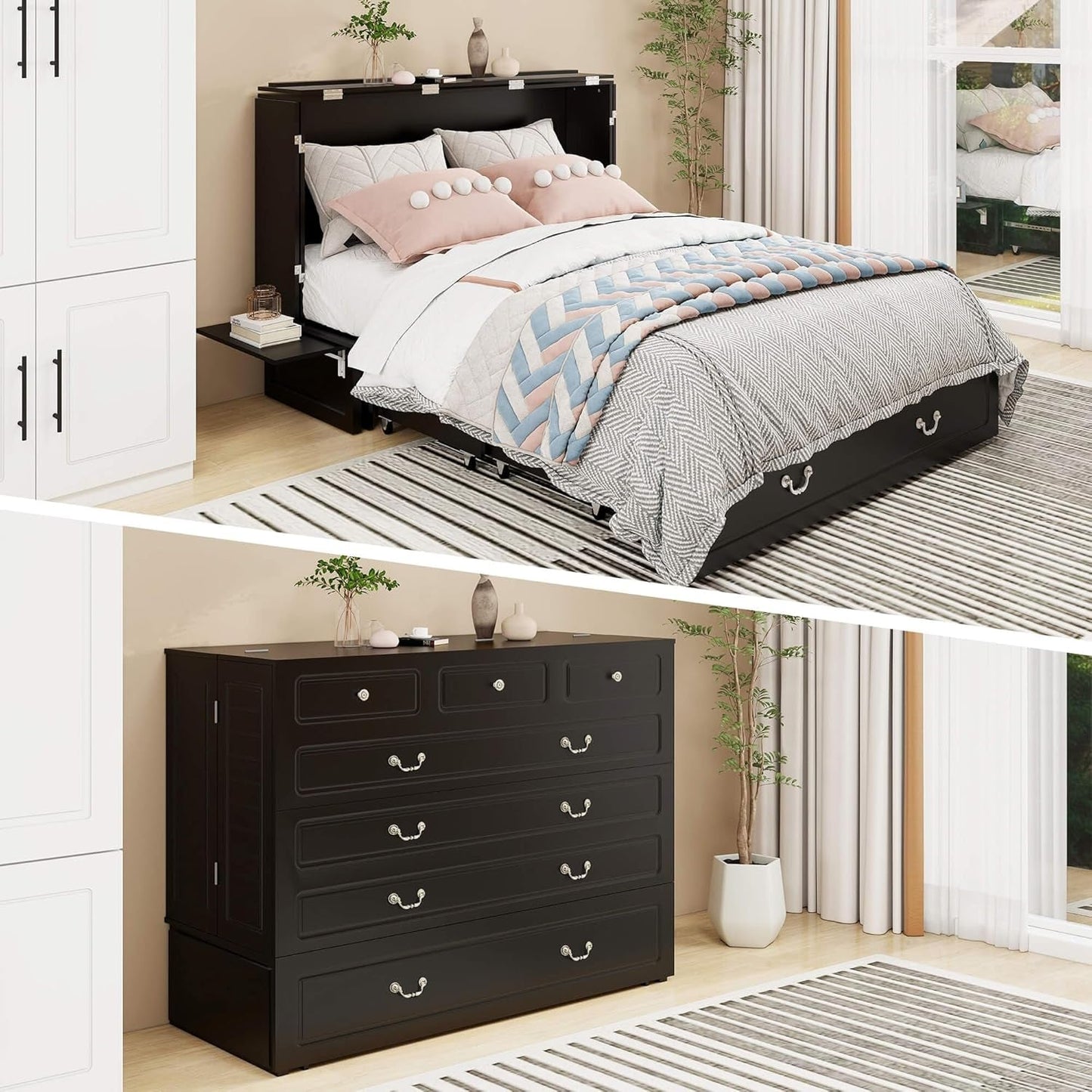 Queen Murphy Bed Cabinet with Charging Station Design-6