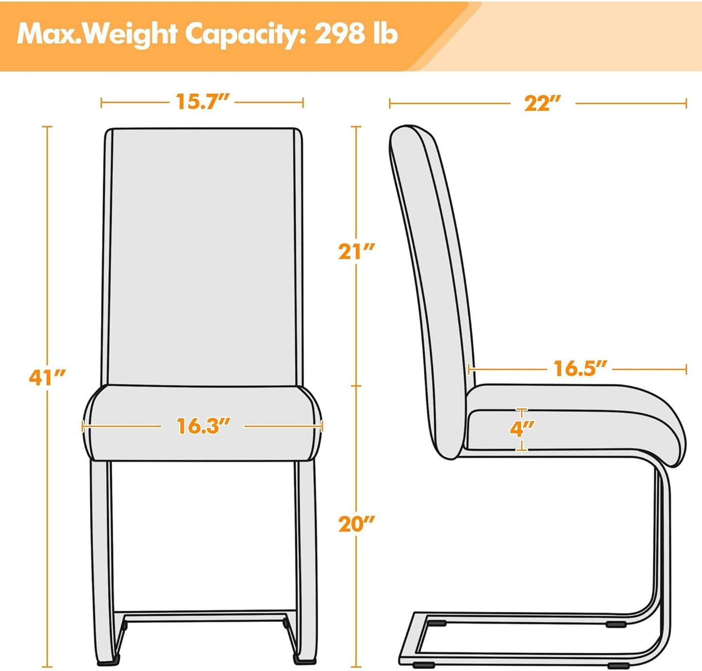 Dining Chairs Modern Living Room Chairs Leather Upholstered Side Chairs with Metal Legs for Kitchen Wedding, Set of 2, Black-2
