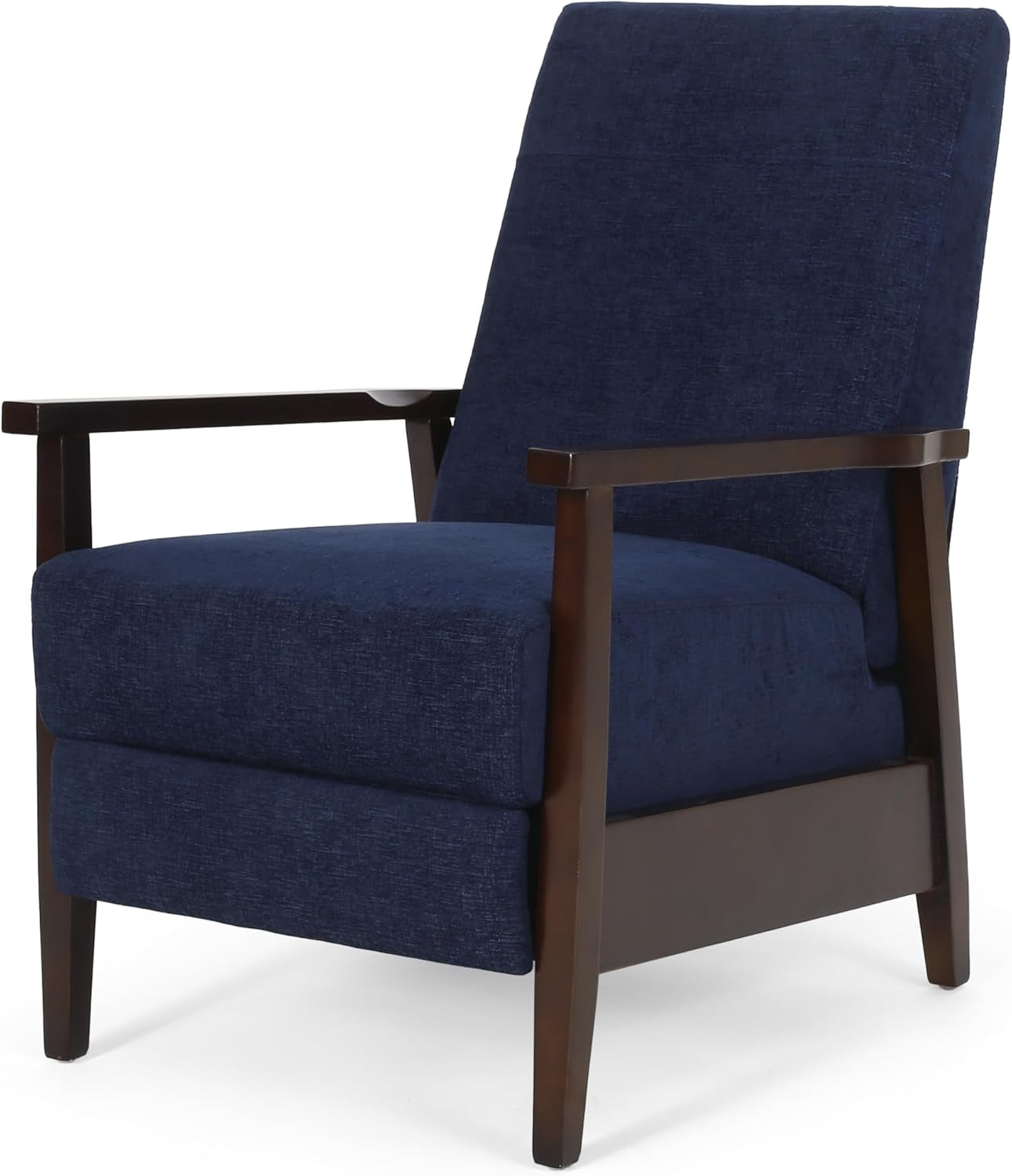 Wide Wood Hand Manual Club Recliner, Adjustable Chaise Chair Fabric Single Lie Sofa for Living Room, Bedroom, Office, Lounges, 35" D X 24.75" W X 37.75" H, Navy Blue-4