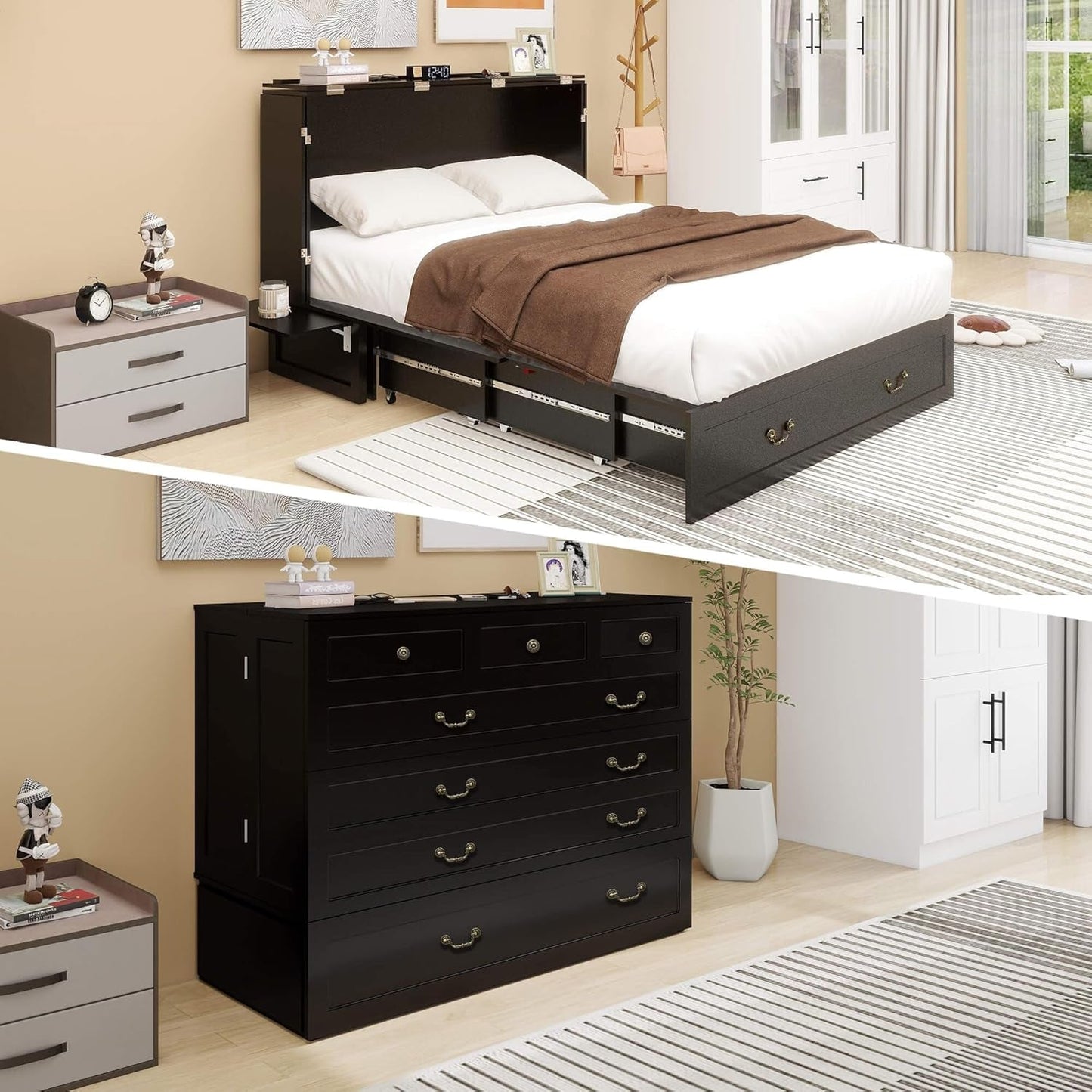 Queen Murphy Bed Cabinet with Charging Station Design-0